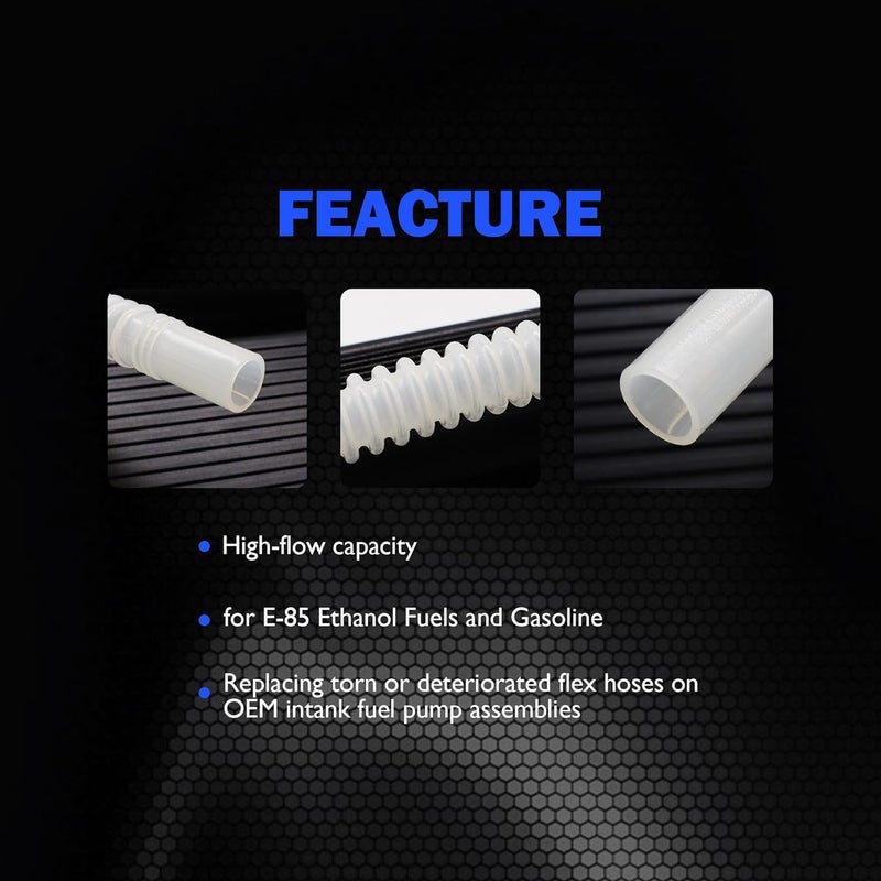 OXCANO 5/16" In Tank Submersible Fuel Corrugated Flexible Hose Line for Fuel Pump Assembly, Corrugated Fuel Resistant Flexible Hose Line Compatible with E-85 Ethanol Fuels and Gasoline, 9mm x 300mm White - Image 2